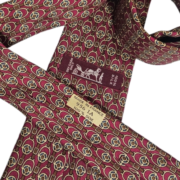 HERMÈS 956 IA Red Equestrian Silk LUXURY Tie FRANCE - Picture 2 of 4